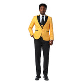 3 Piece Men's Suits One Button Slim Fit Peaked Lapel Tuxedo Yellow