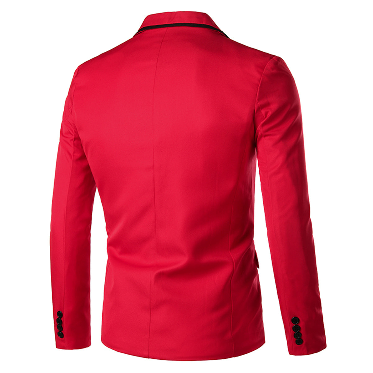 Men's One Button Solid Color Casual Blazer Red - Cloudstyle