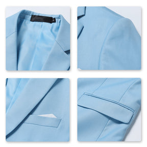 Mens Solid Color One Button Single Breasted Blazer Baby Blue