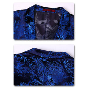 2-Piece Slim Fit Digital Print Blue Suit