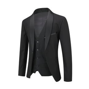 Slim Fit One Button Casual Black 3-Piece Suit