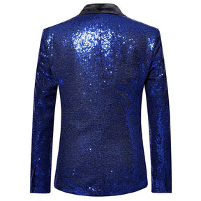 Shiny Sequin Jacket Blue Party Dinner Blazer