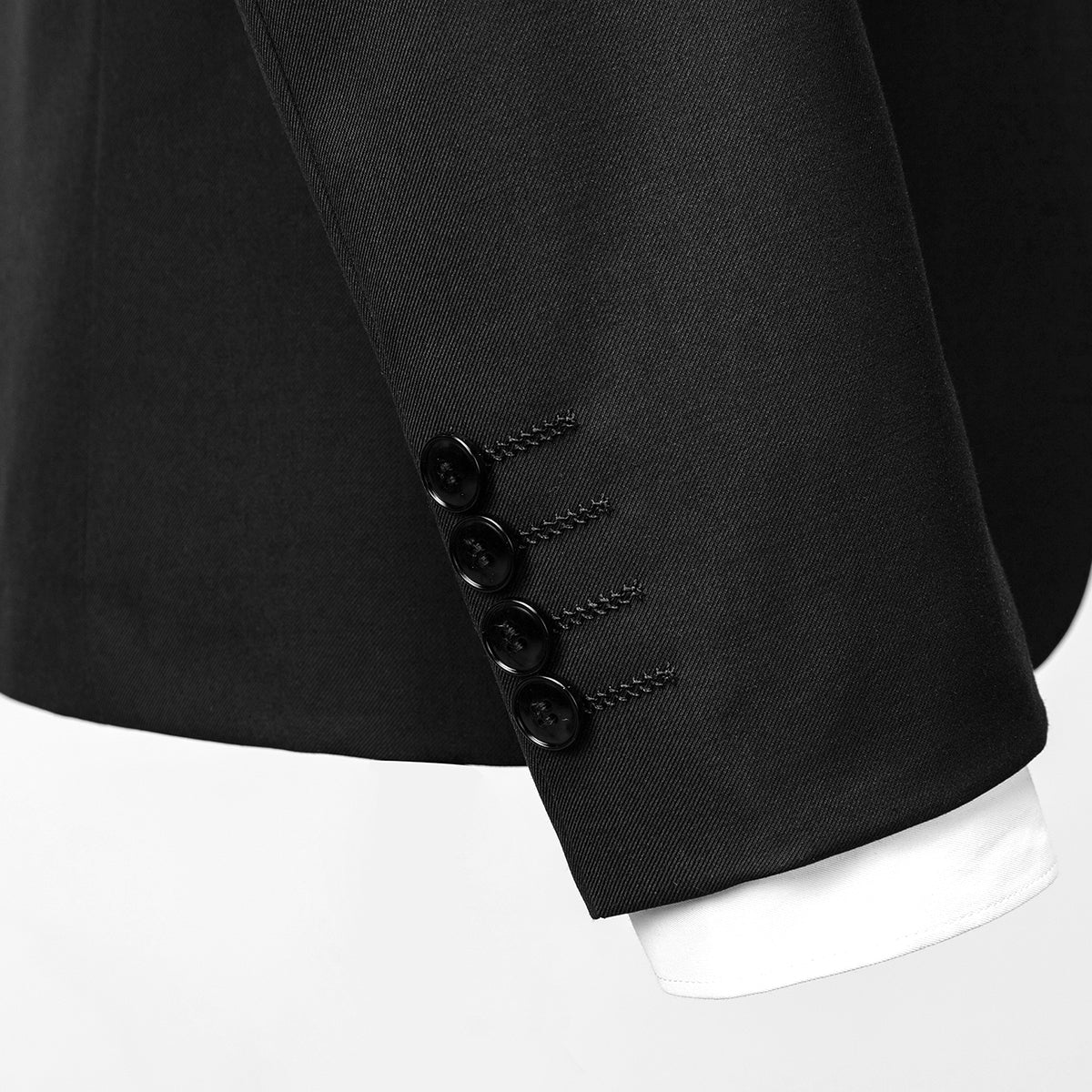 Men's Two-Button Back Slit Lapel Collar 3-Piece Suit Black