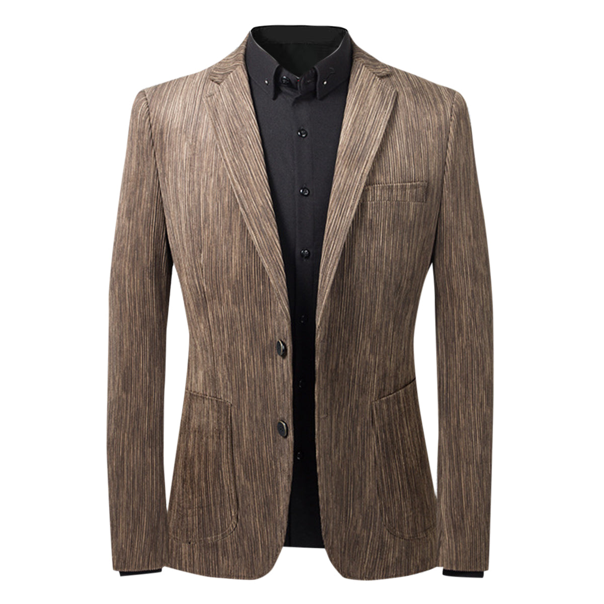 Men's Solid Color Corduroy Two Button Blazer Coffee