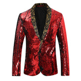 Red & Black Shawl Collar Sequins Dance Party Jacket