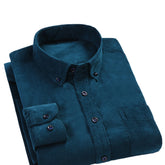 Men's Square Collar Solid Color Autumn Thickened Shirt Blue