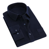 Men's Square Neck Solid Velvet Shirt Blue