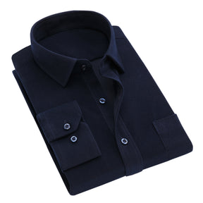 Men's Square Neck Solid Velvet Shirt Blue