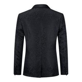 Paisley Suit 2-Piece Slim Fit Print Suit Black