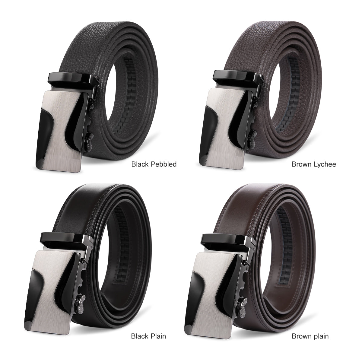 Electroplated Curve Shape Automatic Buckle Belt 4 Colors