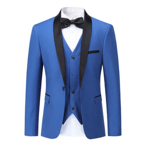 Slim Fit One Button Casual Royal Blue 3-Piece Suit