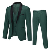 Slim Fit One Button Casual Green 3-Piece Suit