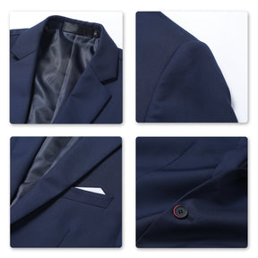 Mens Solid Color One Button Single Breasted Blazer Dark Blue