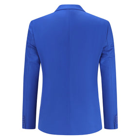 2-Piece Double Breasted Solid Color Blue Suit