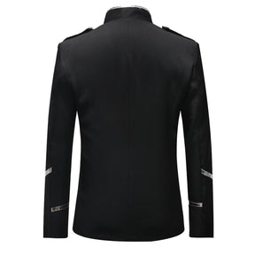 Modern Fit Royal Silver Leash Black Blazer