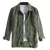 Men's Solid Color Lapel Velvet Shirt Green