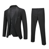 Slim Fit One Button Casual Black 3-Piece Suit