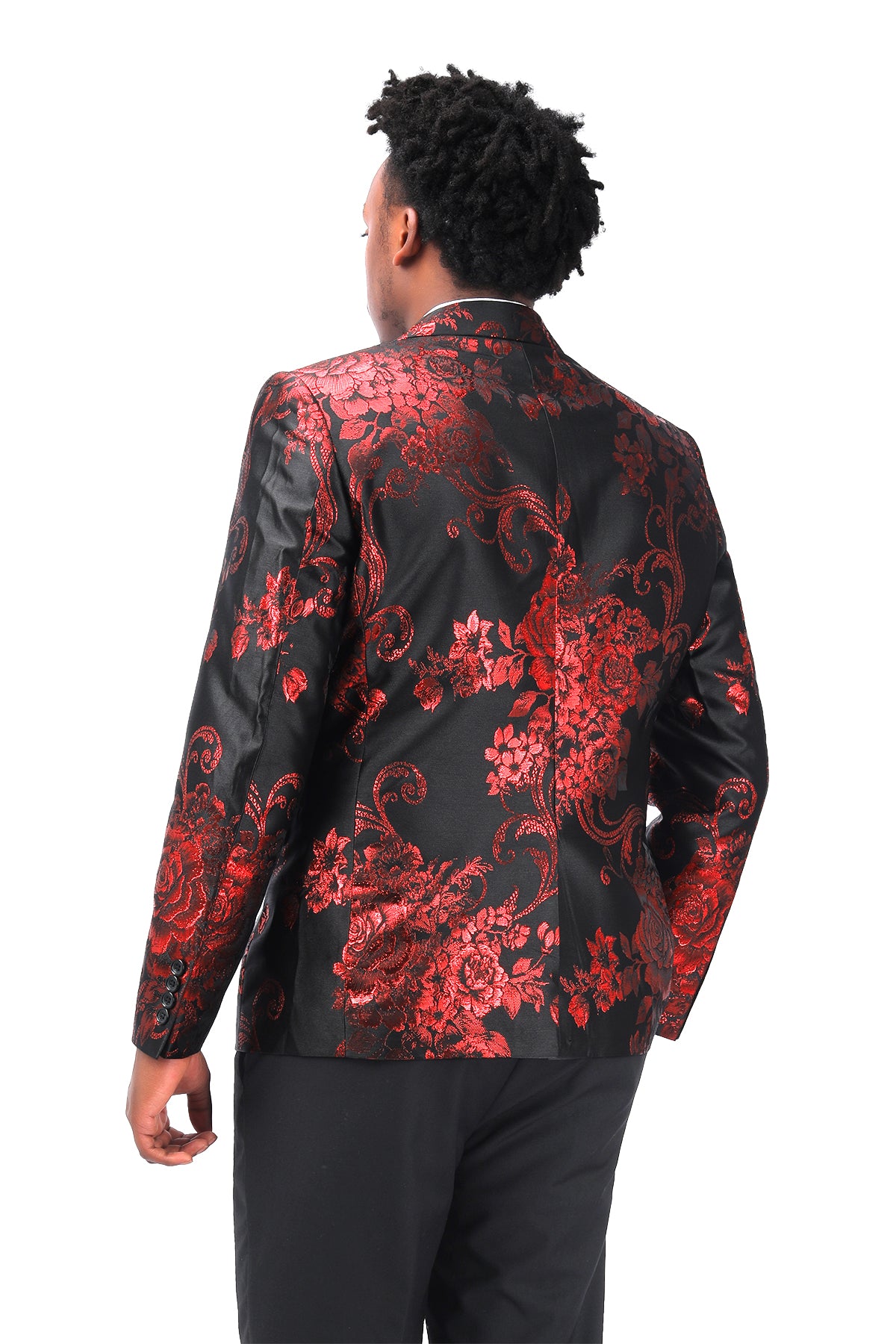 Men's Floral Suit Jacket Printed Blazer Red