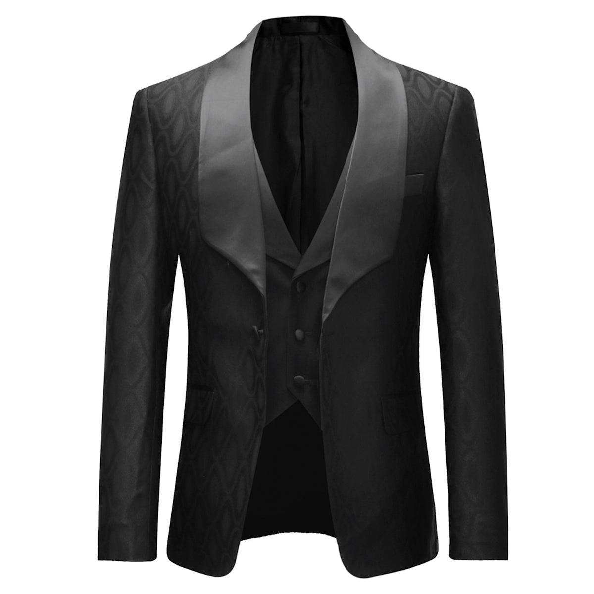 Mens 3 Pieces One Button Shawl Lapel Wedding Dress Suits Formalwear