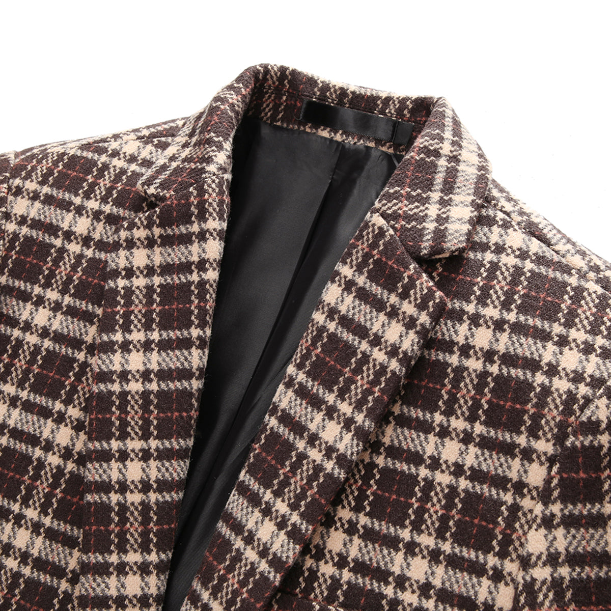 Men's Autumn One Button Casual Plaid Jacket Khaki