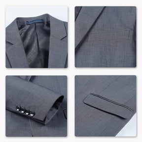 Two Piece Grey Suit One Button Suit