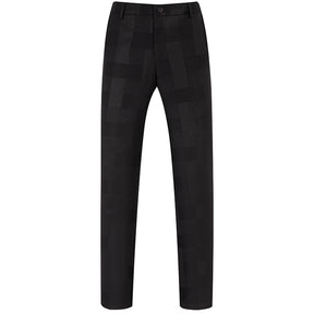 3-Piece Slim Fit Checked Black Casual Suit