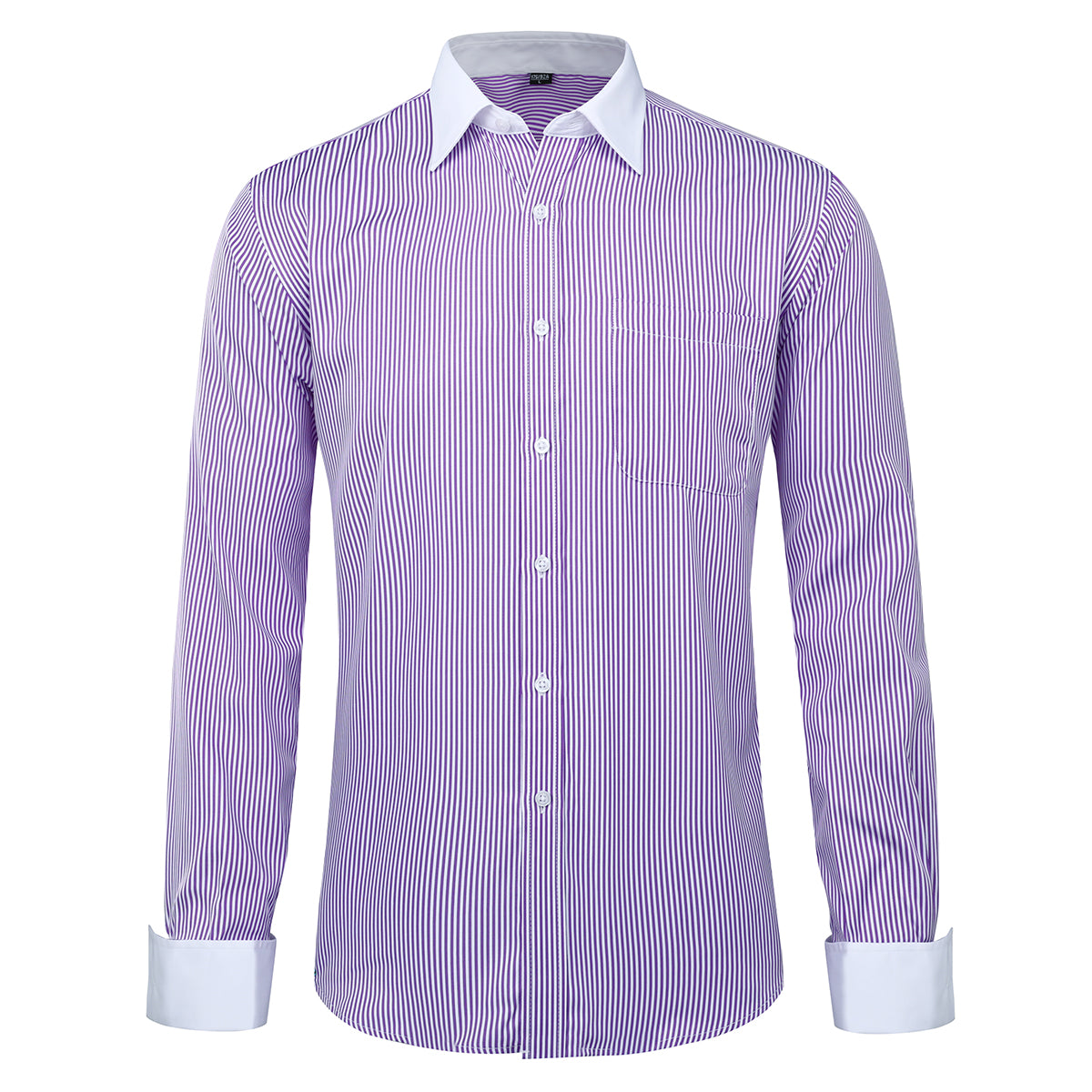 Dress Shirt Slim Fit Button Down Stripe Checked Shirt Purple XL / Purple Dress Shirt Slim Fit Button Down Stripe Checked Shirt Purple XL / Purple