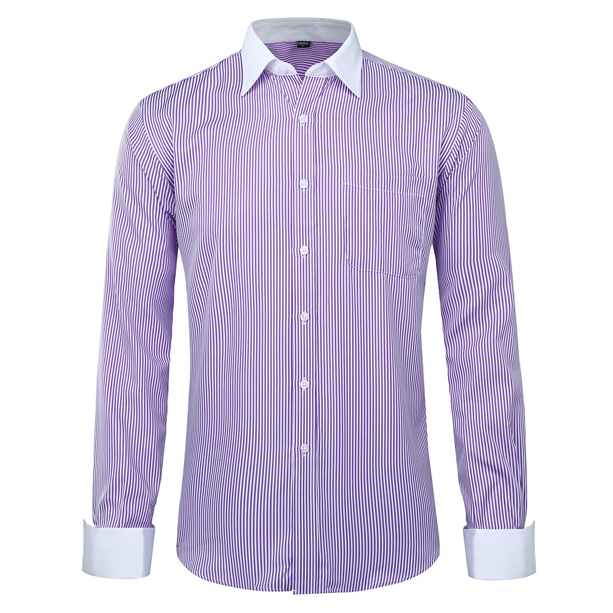 Men's Dress Shirt Slim Fit Button Down Stripe Checked Shirt Purple