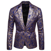 Slim Fit Navy Glitter Paisley Blazer