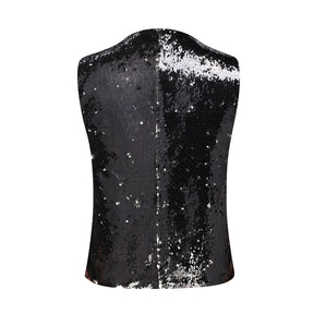 Slim Fit Shiny Sequins Vest Black