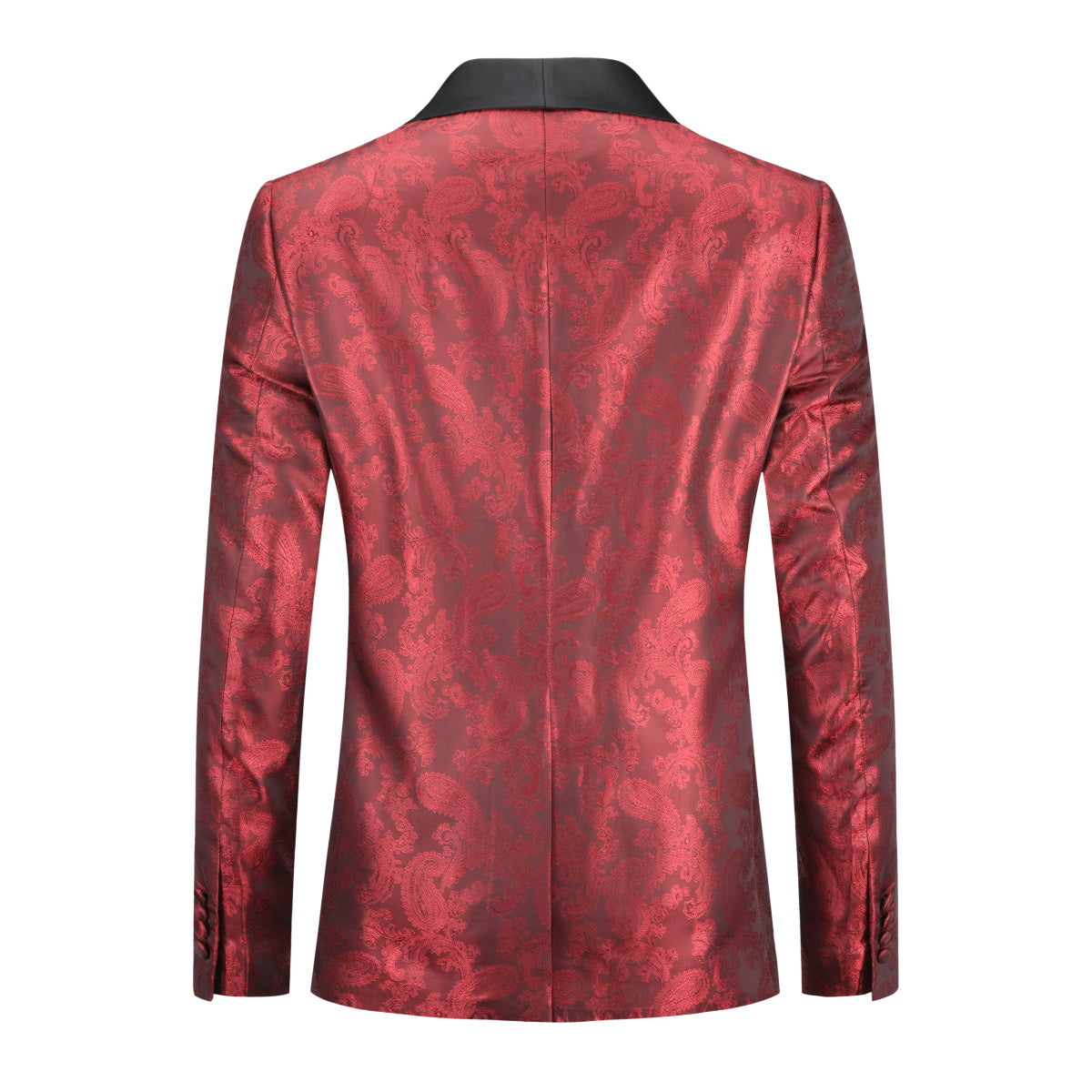 One Button Print Slim Fit Casual Blazer Red