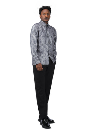 Slim Fit Embroidered Grey Paisley Shirt