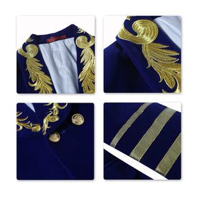 Blue Velveteen Suit 2-Piece Embroidered Suit