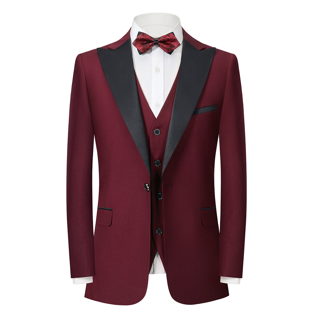 3-Piece One Button Suit Slim Fit Red Suit