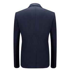 3-Piece Slim Fit Solid Color Jacket Smart Wedding Formal Suit Dark Blue