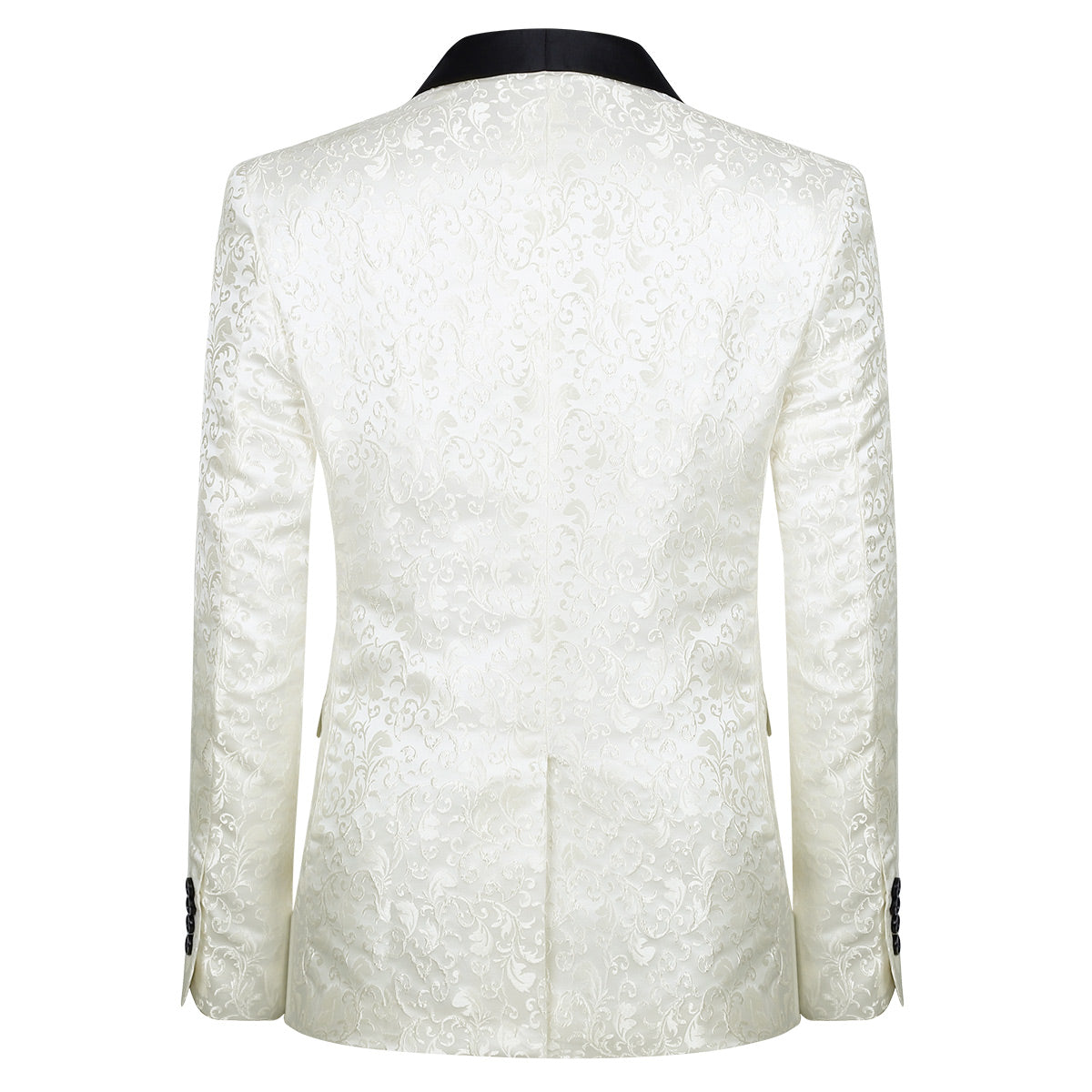 Men's Floral Jacquard Dress Suit Jacket Printed Tux Blazer White