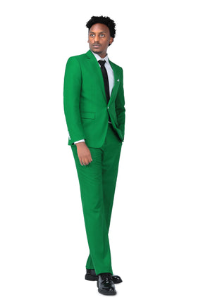 2-Piece Slim Fit Simple Designed Suit Green