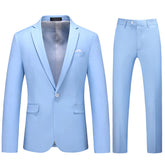 2-Piece Slim Fit Simple Designed LightBlue Suit