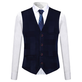 3-Piece Slim Fit Checked Navy Casual Suit