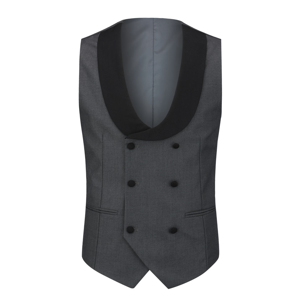 3 Piece Men's Suits One Button Slim Fit Peaked Lapel Tuxedo Grey