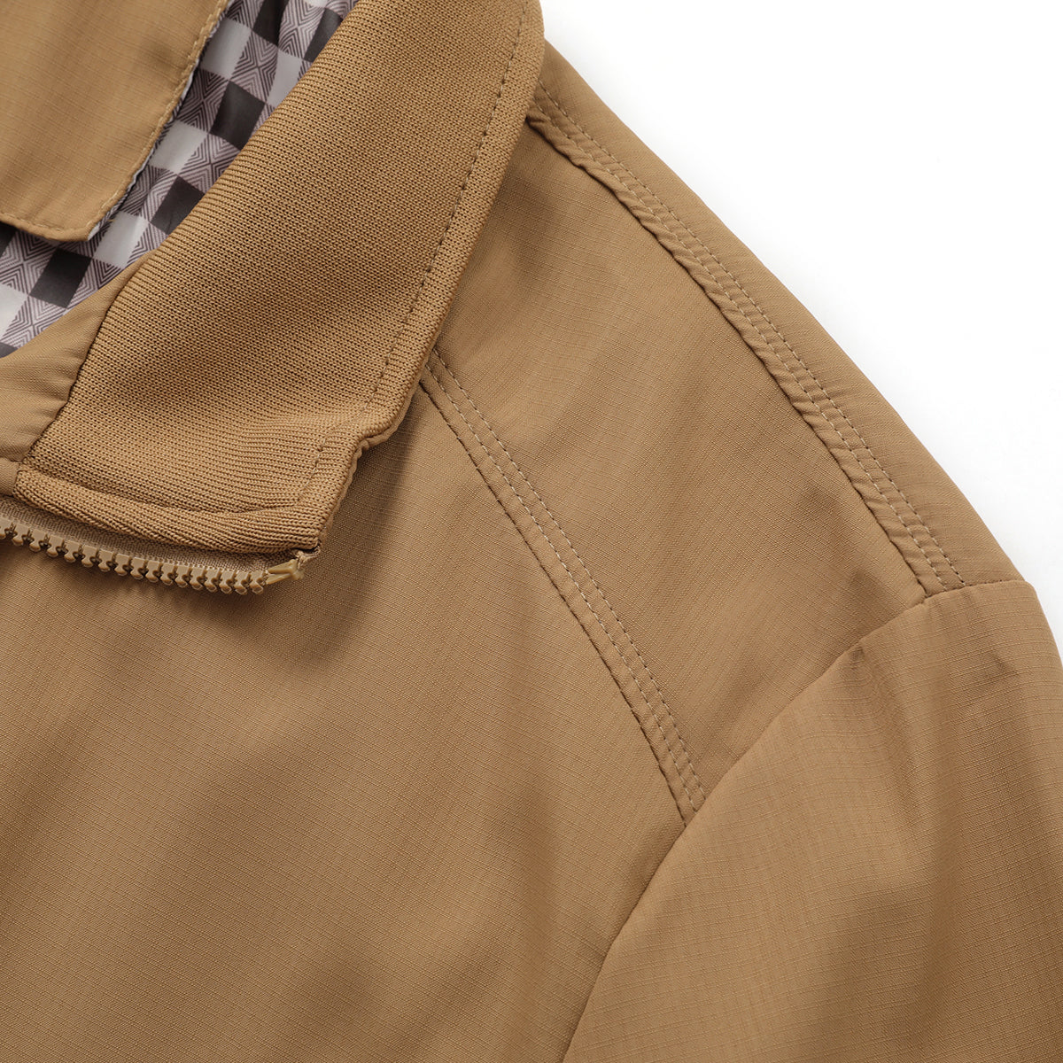 Yellow # Men's lightweight outdoor zipper windbreaker jacket with stand collar and long sleeves, softshell casual coat with 2 zipper pockets and ribbed knit cuffs, fully lined yellow jacket for business, daily wear, golf and outdoor activities, isolated on white background.