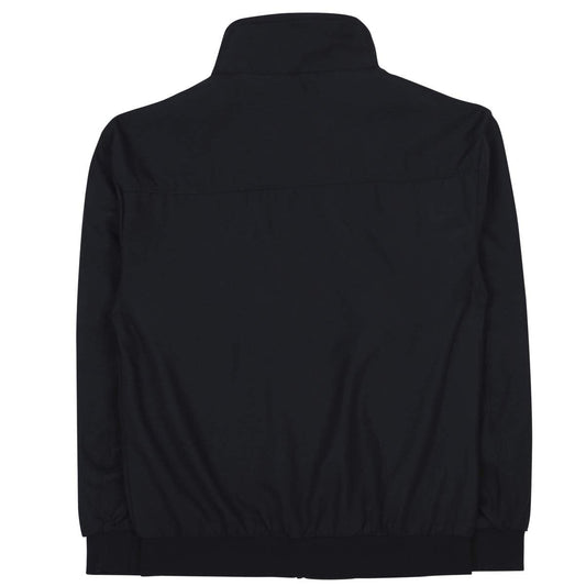 Black # Men's lightweight outdoor zipper softshell windbreaker jacket with stand collar and ribbed knit cuffs and hem, fully plaid lined casual coat with 2 zipper pockets and 1 inner pocket for business, golf, party and daily wear, isolated on white background.