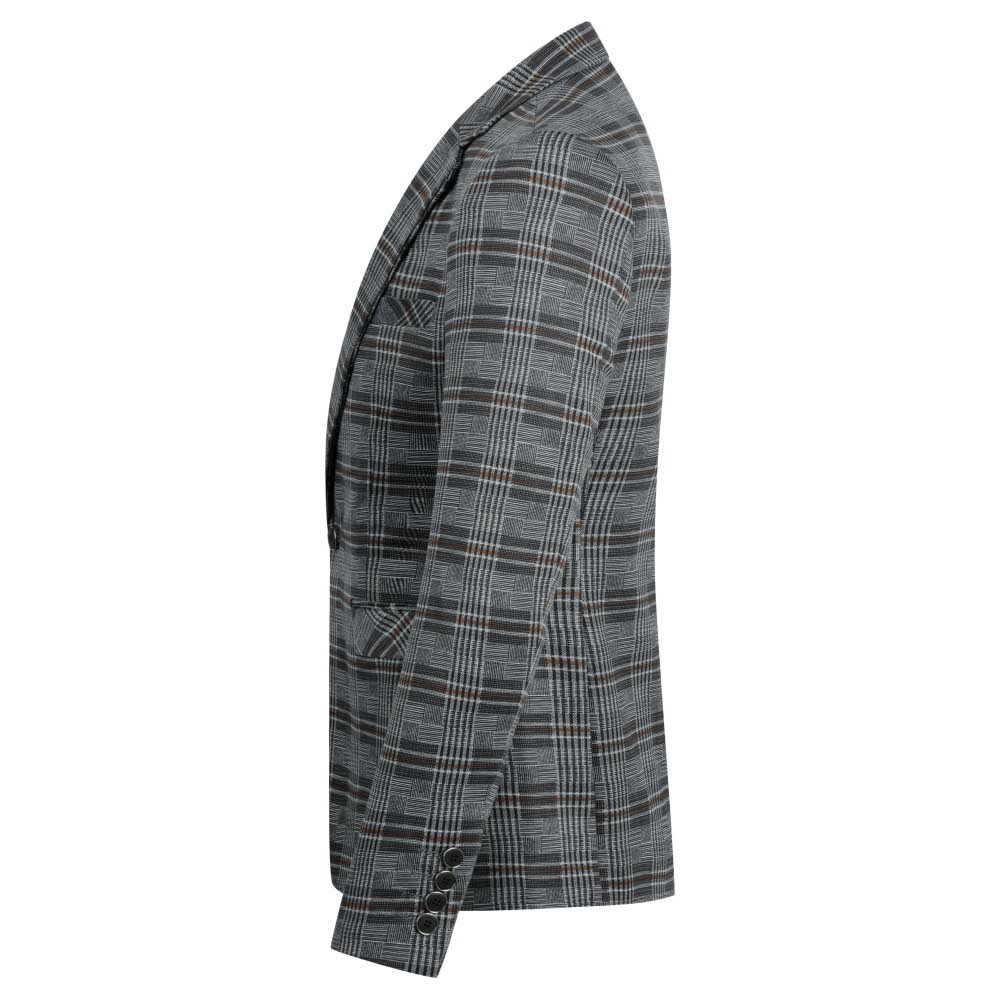 Multi-color # Men's slim fit plaid stripe casual blazer coat with one-button peaked lapel and 4-button cuffs, fully lined with chest pocket for party, event, business and daily wear, isolated on white background.