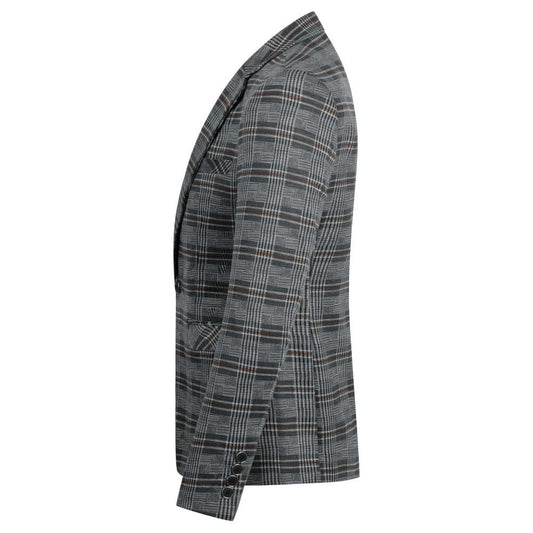 Multi-color # Men's slim fit plaid stripe casual blazer coat with one-button peaked lapel and 4-button cuffs, fully lined with chest pocket for party, event, business and daily wear, isolated on white background.
