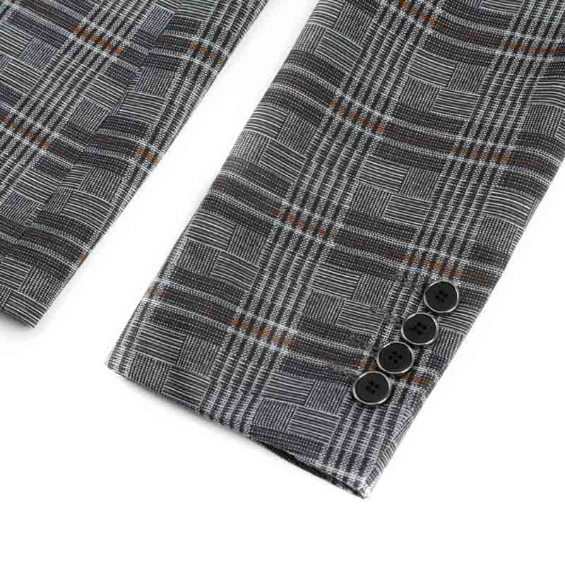 Multi-color # Men's slim fit plaid stripe casual blazer coat with one-button peaked lapel and 4-button cuffs, fully lined with chest pocket for party, event, business and daily wear, isolated on white background.