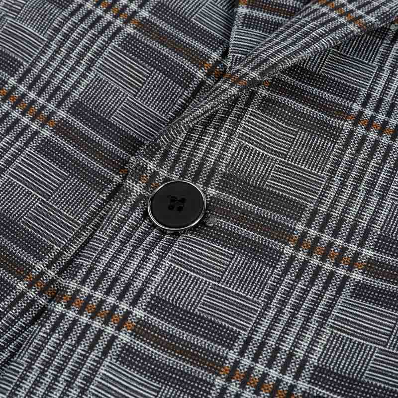 Multi-color # Men's slim fit plaid stripe casual blazer coat with one-button peaked lapel and 4-button cuffs, fully lined with chest pocket for party, event, business and daily wear, isolated on white background.