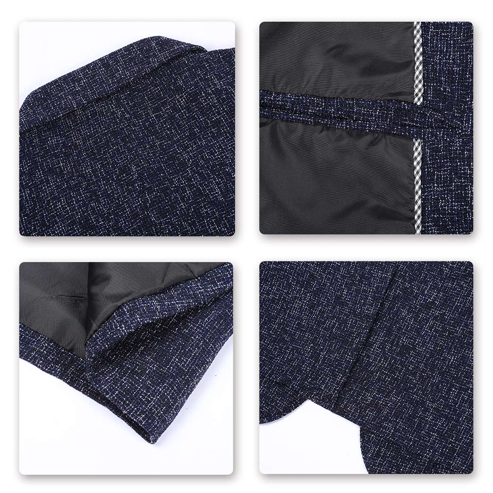 Blue # Men's one-button casual blazer with flat collar and single-breasted closure, stylish blue sport coat jacket with premium polyester viscose blend fabric and eco-friendly buttons for business, office, wedding and daily wear, isolated on white background.