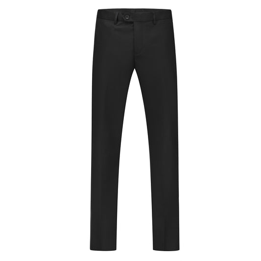 Black # Men's double breasted black suit, slim fit 2-piece formal attire with classic peaked lapel design, perfect for daily office and wedding events, studio photography on clean white background.