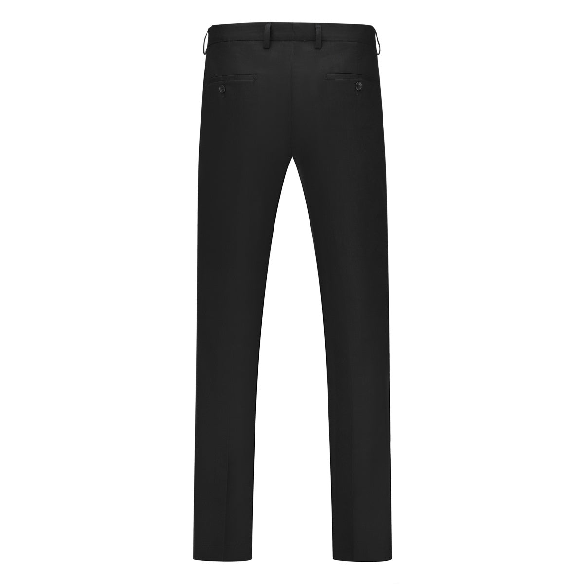 Black # Men's double breasted black suit, slim fit 2-piece formal attire with classic peaked lapel design, perfect for daily office and wedding events, studio photography on clean white background.