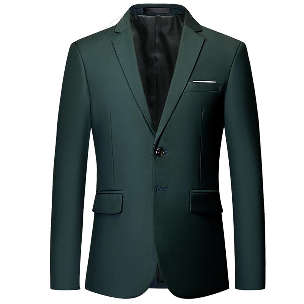 Jasper # Men's classic two-button blazer with notched lapel and four resin button cuffs, jasper sport coat with handkerchief design and polyester viscose blend fabric for business, office, wedding and daily wear, isolated on white background.